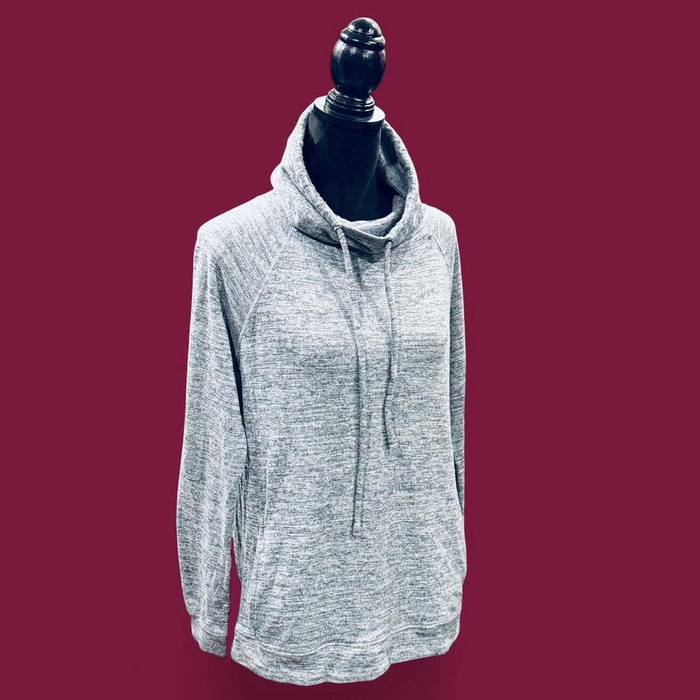 Preppy Warm Lightweight Gray Mock High Turtleneck Pullover Sweater Medium